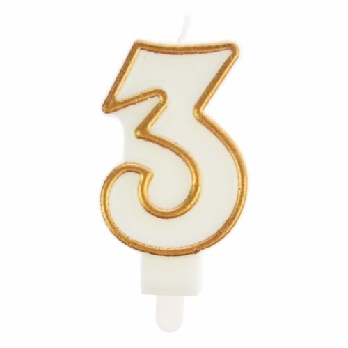 Number 3 Candle Gold